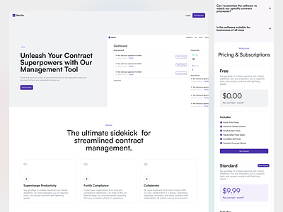 Merlin - Simple Landing page buttons clean contracts design hero interface landing manage minimal mobile page project ui ui design ui kit ux ux design web web design