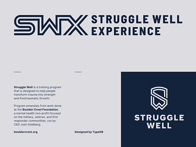 SW & SWX Logo Design brand duoline emblem help identity logo monogram monoline nonprofit ptsp ribbon shield stress struggle trauma