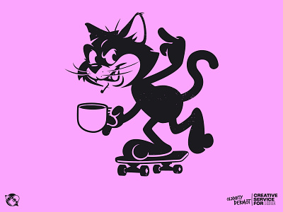 Mondays cat character design coffee design graphics illustration skateboarding t shirt design vector vector design