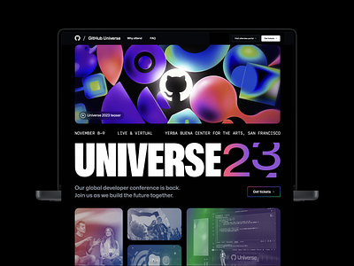 Universe23 brand conference developer git illustration layout mona shapes universe web
