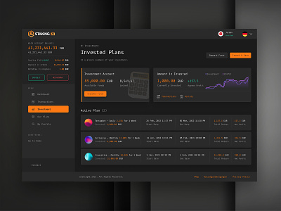 Crypto AI Staking Investment Platform UI / UX Dashboard Web3 App admin crypto cryptocurrency dashbboard dashboard defi finance financial fintech hyip investing investments product design saas staking ui ux wallet web app web design web3