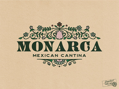Monarca Mexican Cantina branding culture family friendly festival floral flower graphic designer hospitality illustrator leaves logo design mexican mexico new york orange county ornament restaurant timeless vector visual identity