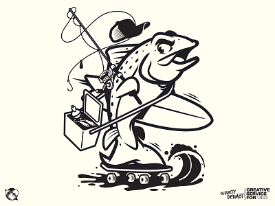 Trout Mascot WIP character design design fishing graphics illustration skateboarding surfing t shirt design tee design vector vector design