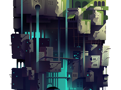 Levels 2d city game illustration playground tower