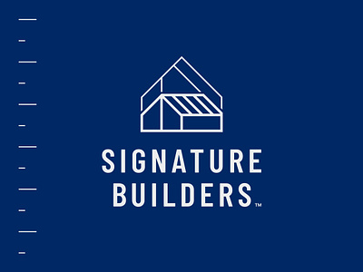 Signature Builders architecture barn blue blueprint brand branding builders building house identity logo measure quality signature structure