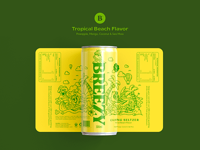 Breezy - Tropical Beach Seltzer cbd character design geometric icon illustration line logo packaging seltzer spot illustration vector