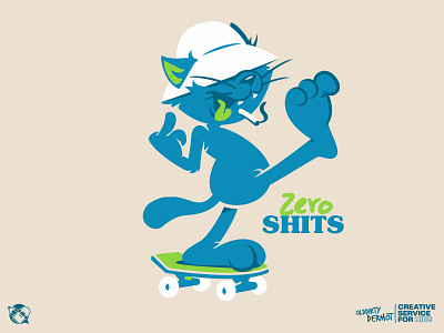 Zero Shits! cats character design graphics illustration skateboarding t shirt design tee design vector vector design