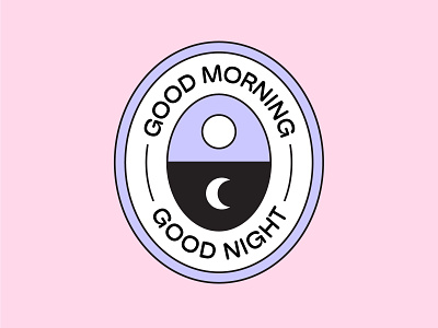 Good Morning Good Night badge branding day design graphic design icon illustration lock up logo moon morning night patch sticker stickers sun treatment type typography vector