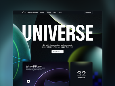 Large type hero concept blur boxes brand conference hero layout universe web