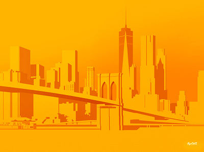 Yellow city futur illustration light neon retro