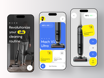 Mach – Vacuum Cleaner App app automation b2b cleaner cleaning control crm design efficiency home house ios iot mobile saas smart software ui uxdesign vacuum