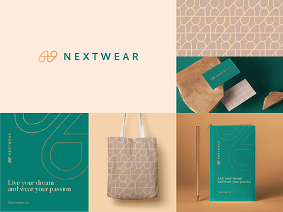 Nextwear Branding abstract apparel branding clever clothing dynamic elegant finest quality high end letter logo luxury minimal modern n nature premuim step