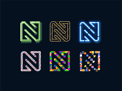 N logo agency branding company design font graphic design illustration letter line logo mark n neon pixel retro shape symbol tetris typo typografy vector