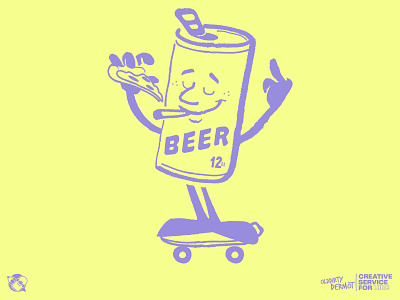 The Weekend! beer character design graphics illustration pizza skateboarding t shirt design vector vector design