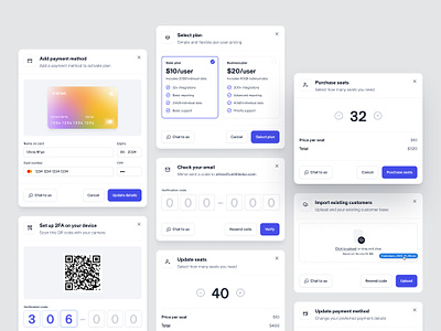 Bunch of modals — Untitled UI 2fa minimal modal modals onboarding onboarding modal payment method pricing product design ui design user interface user interface design ux design verification