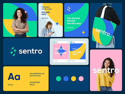 Sentro Branding Sprint abstract ai app branding clever design finance fintech icon letter logo mark minimal money payment s saas star technology ui