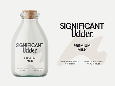 Significant Udder beverages bottle brand branding food label logo logotype luxury milk naming packaging premium protein typography udder wordmark